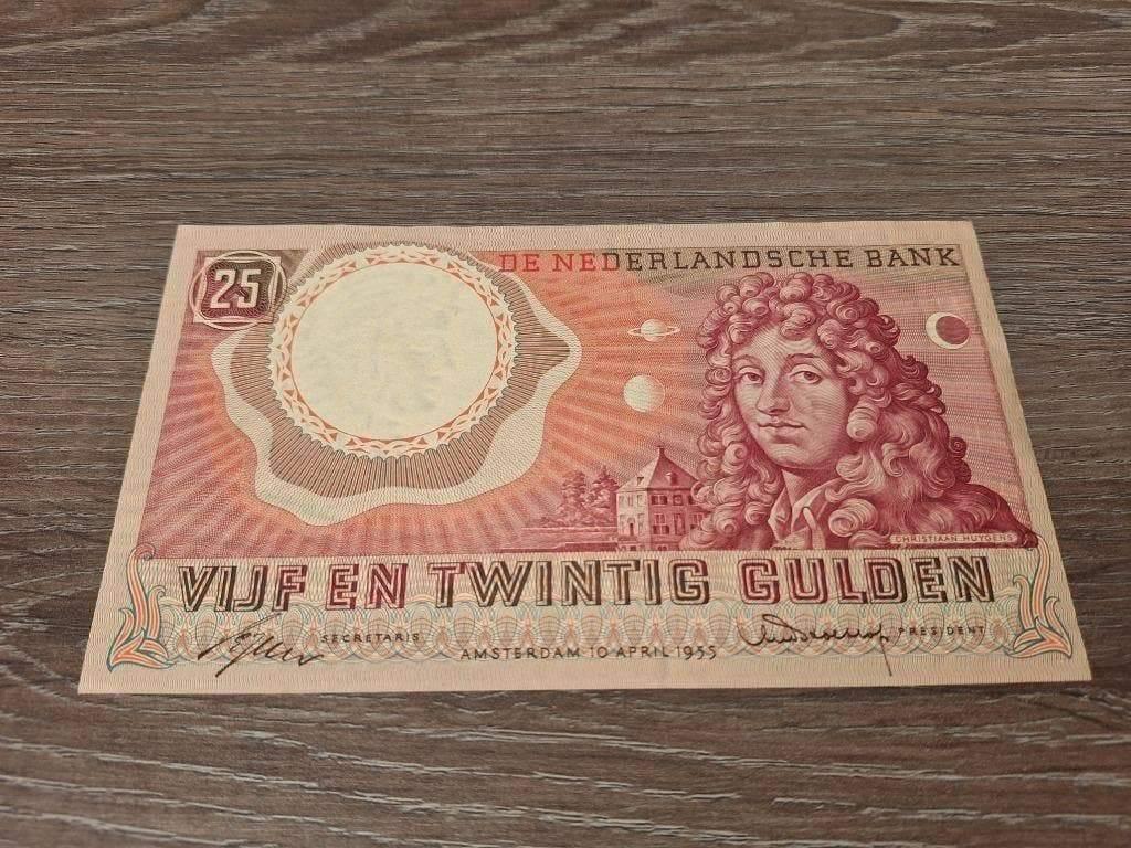 Bijna UNC biljet 25 gulden Huygens, 1955, Ophalen of Verzenden, 25 gulden