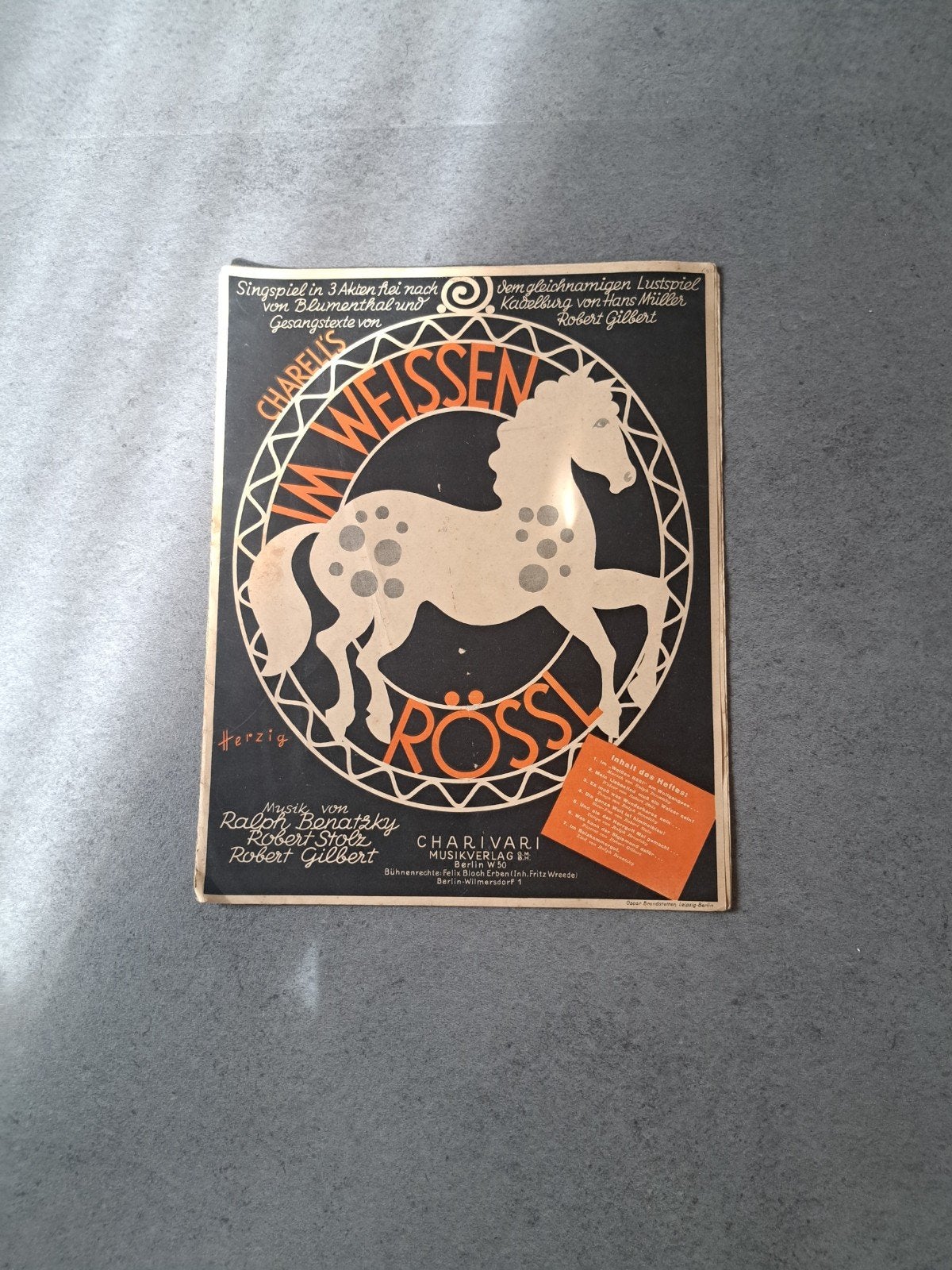 Vintage bladmuziek 'Im Weissen Rössl' (Het Witte Paard), Piano, Gebruikt, Klassiek, Overige soorten