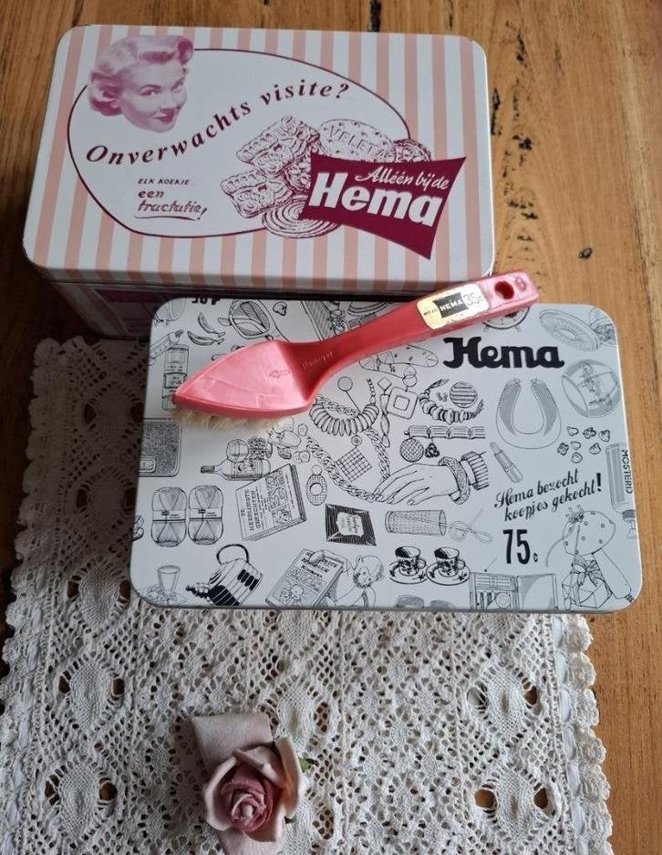 Vintage HEMA roze/rood schoenpoets borsteltje, Ophalen of Verzenden