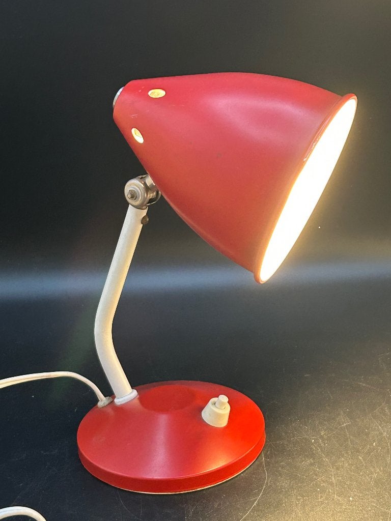 Vintage rode Hala Zeist - Busquet lamp - tafellamp - retro, Ophalen, Bureaulamp, Gebruikt, Vintage