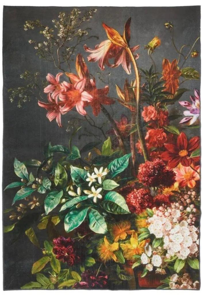 GEZOCHT: Bloemenvloerkleed Kwantum Onia, Gebruikt, 100 tot 150 cm, Bloemenpatroon, Klassiek, Sfeervol, Groen