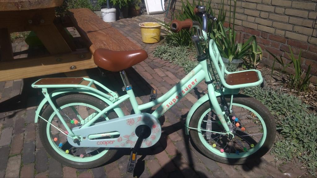 SuperSuper Cooper Bamboo 16 inch Kinderfiets Pistache Groen, Ophalen, Terugtraprem, SuperSuper Cooper, 16 tot 20 inch