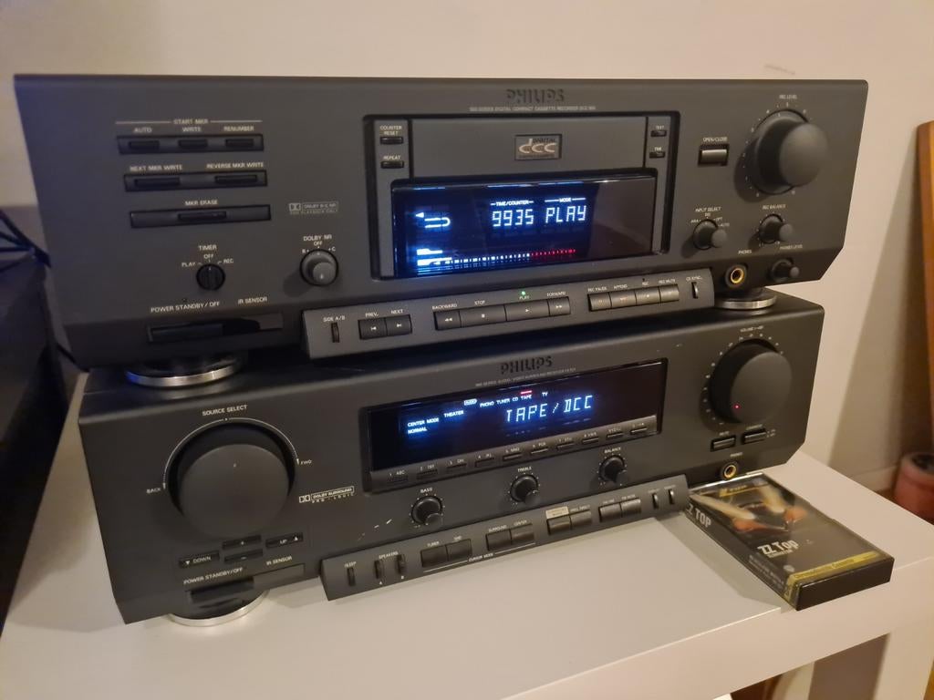 Philips DCC 900  cassetedeck Philips FR931 versterker, Audio, Tv en Foto, Cassettedecks, Ophalen of Verzenden, Enkel, Philips