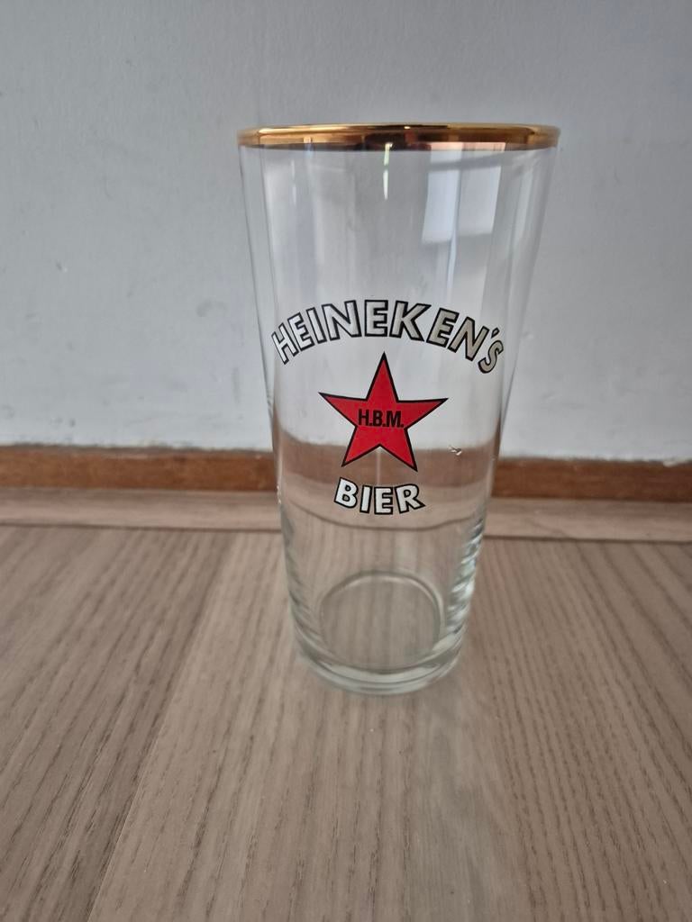 Heineken (H.B.M.) bierglas vaasje met gouden rand, Ophalen