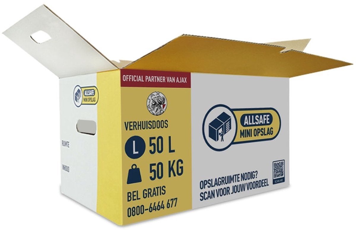 22x Verhuisdoos 50L / 50KG - Allsafe, Doe-het-zelf en Verbouw, Ophalen, 40 tot 60 cm, Opvouwbaar, 50 tot 75 cm