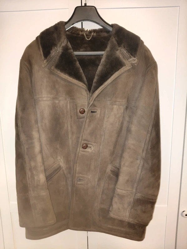 Prachtige Vintage Lammy Coat / Schapenvacht Jas – Heren XXL, Bruin, Vintage, Overige maten, Ophalen of Verzenden