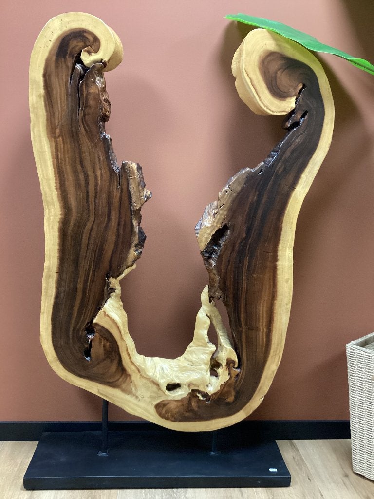 Unieke houten sculptuur van Acacia hardhout uit Thailand, Ophalen, Houtsnijwerk, 1 meter - 2 meter, Bruin