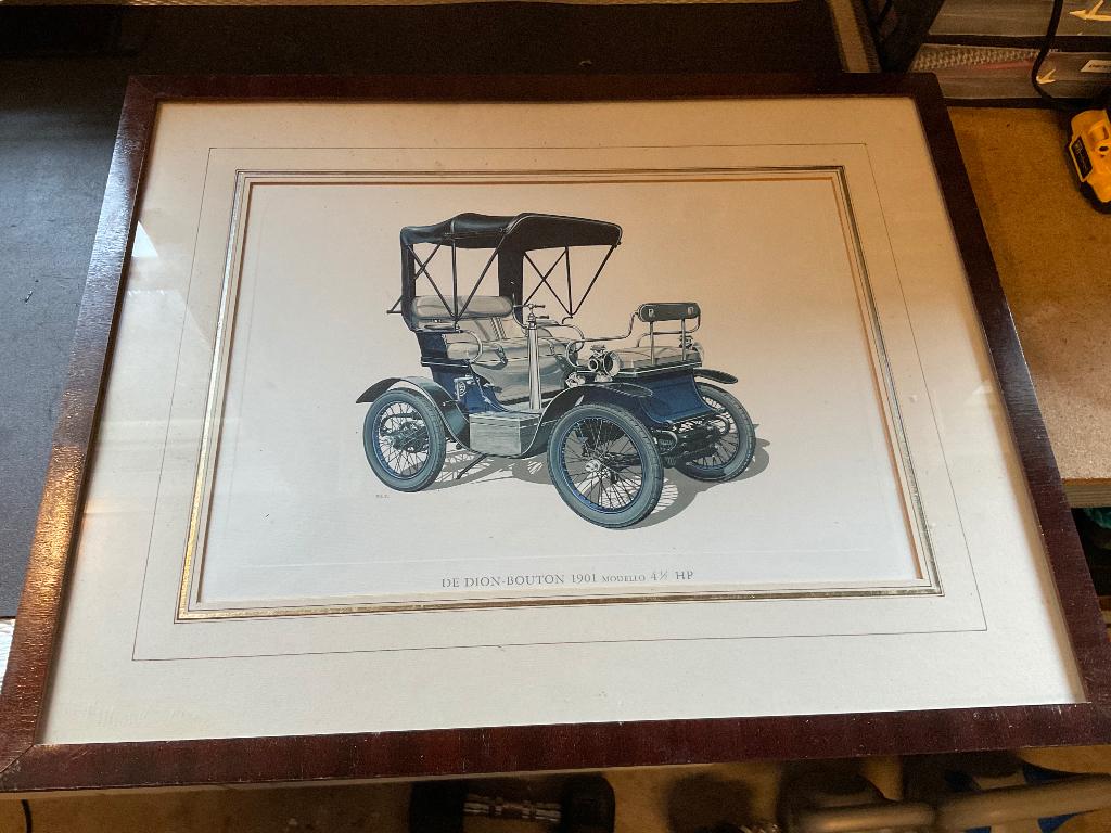 Schilderij / Ets auto Dion Bouton, Ophalen