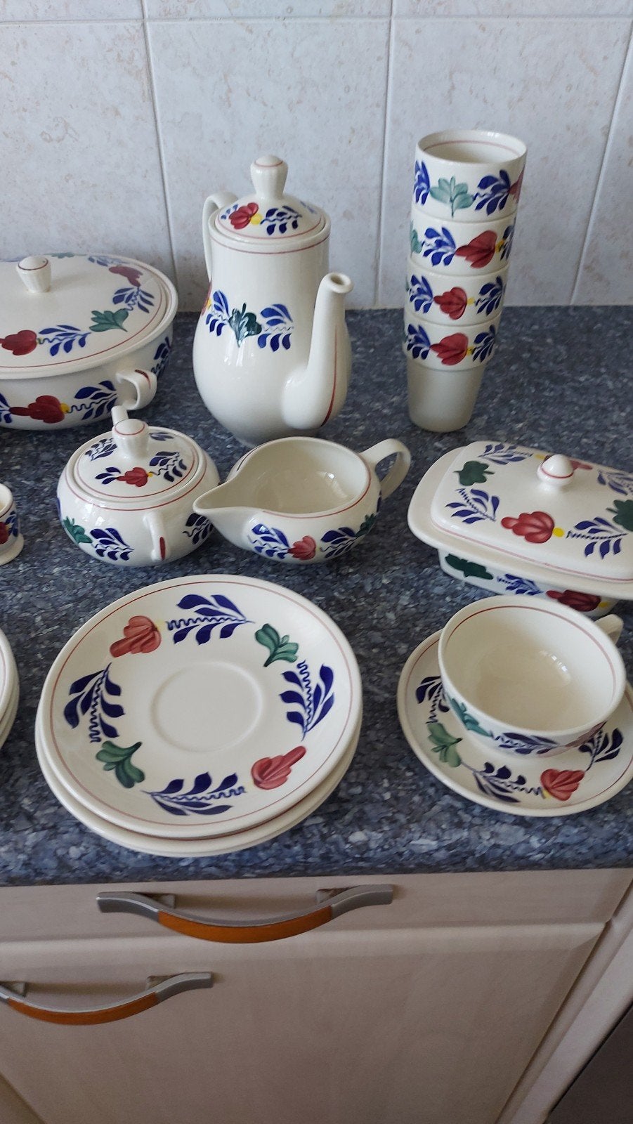 Boerenbont servies startersset - alles in één koop, Huis en Inrichting, Keuken | Servies, Gebruikt, Overige merken, Keramiek, Landelijk/Boerenbont