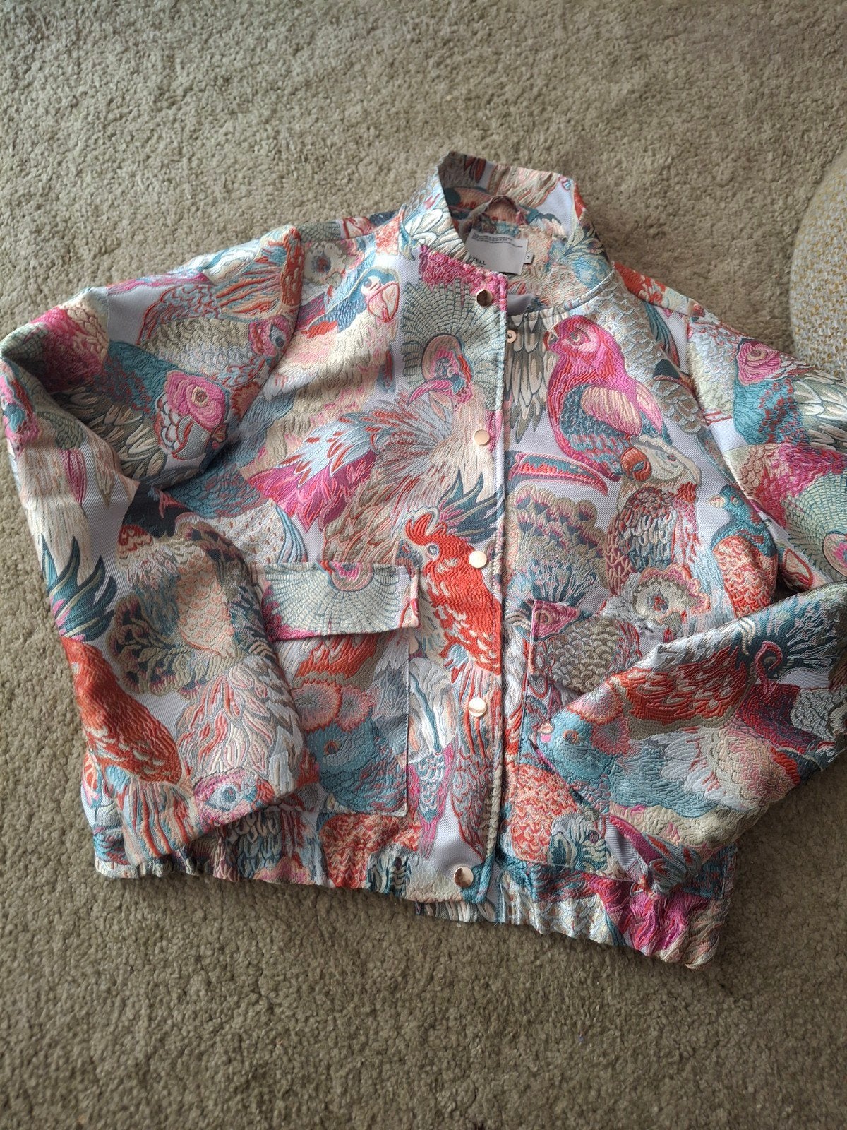 K-Zell Bomberjack met vogelprint - Maat M, Kleding | Dames, Maat 38/40 (M), Meerkleurig, Ophalen of Verzenden, Zo goed als nieuw