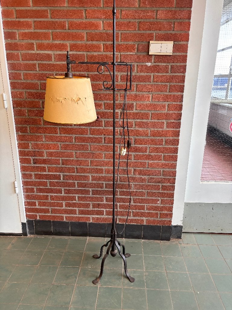 Smeedijzeren vloerlamp verstelbaar antiek zwart  CS26560, Ophalen, Gebruikt, Klassiek, Overige fittingen