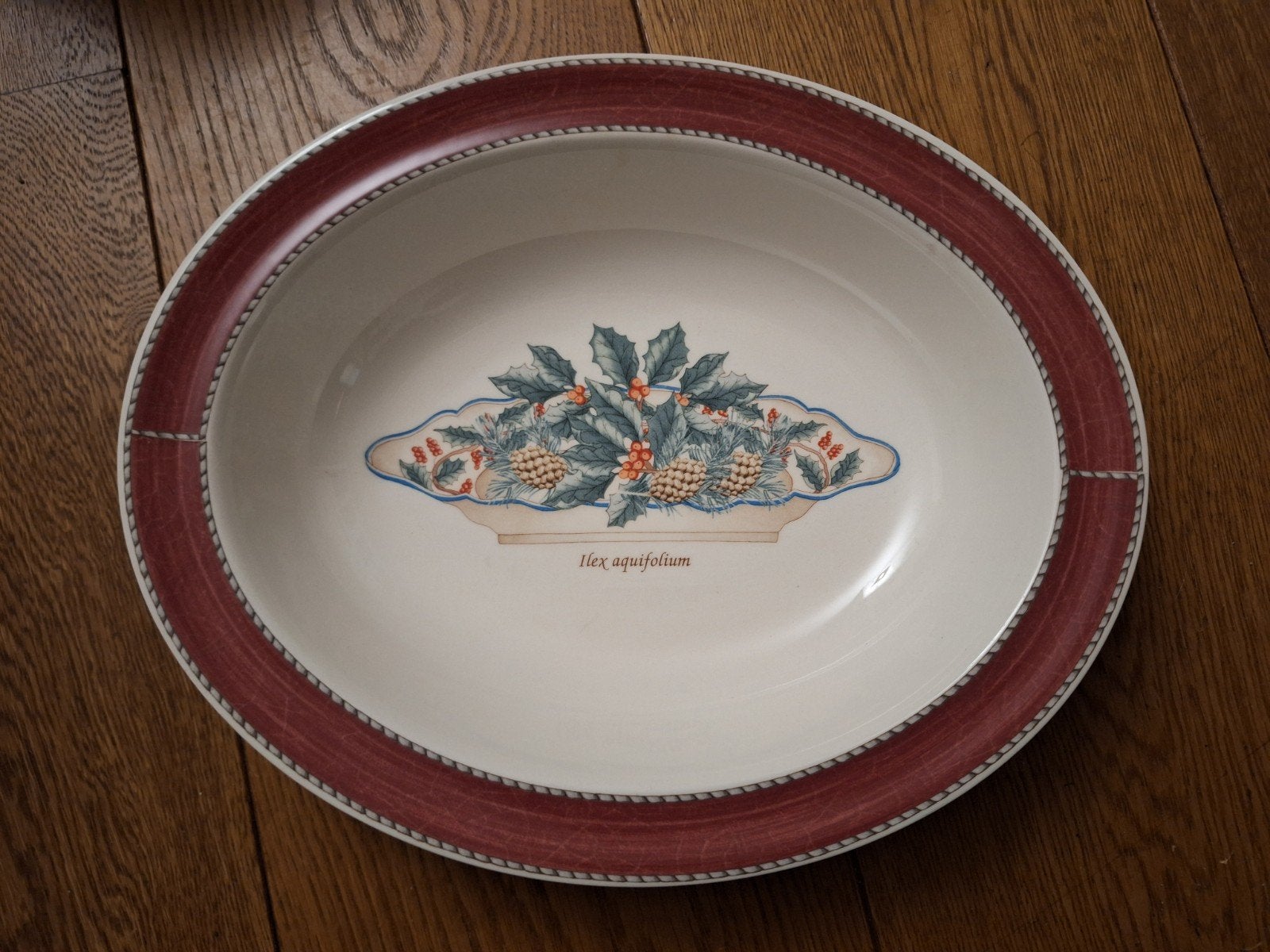 Wedgwood Sarah's Garden schaal Ilex aquifolium rode rand, Ophalen of Verzenden, Wedgwood, Aardewerk, Schaal of Schalen