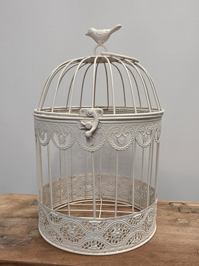 LEUKE BROCANTE METALEN VOGELKOOI, Beige, Ophalen of Verzenden, Metaal, Gebruikt