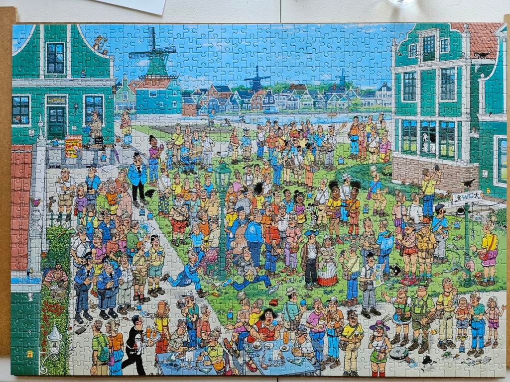 Jan van Haasteren Albert Heijn op de Zaanse Schans 1000, Hobby en Vrije tijd, Ophalen of Verzenden, 500 t/m 1500 stukjes, Zo goed als nieuw