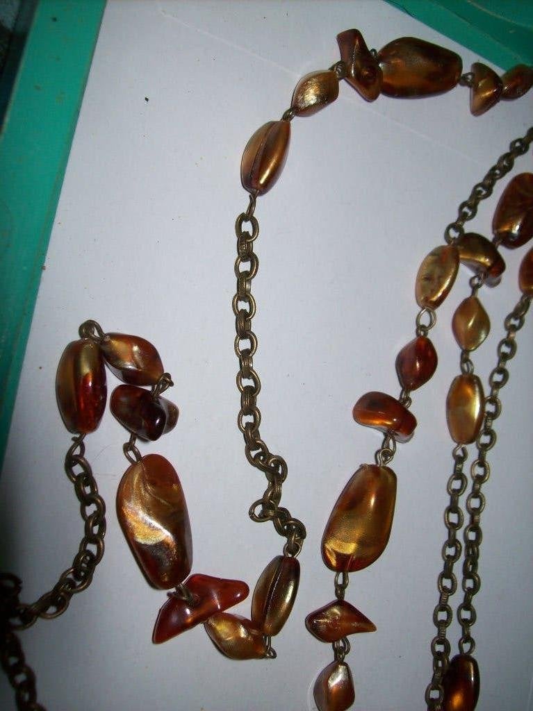 Ketting Zilvertint Prachtige Fraaie Bruintinten Stenen, Bruin, Nieuw, Ophalen of Verzenden, Steen of Mineraal