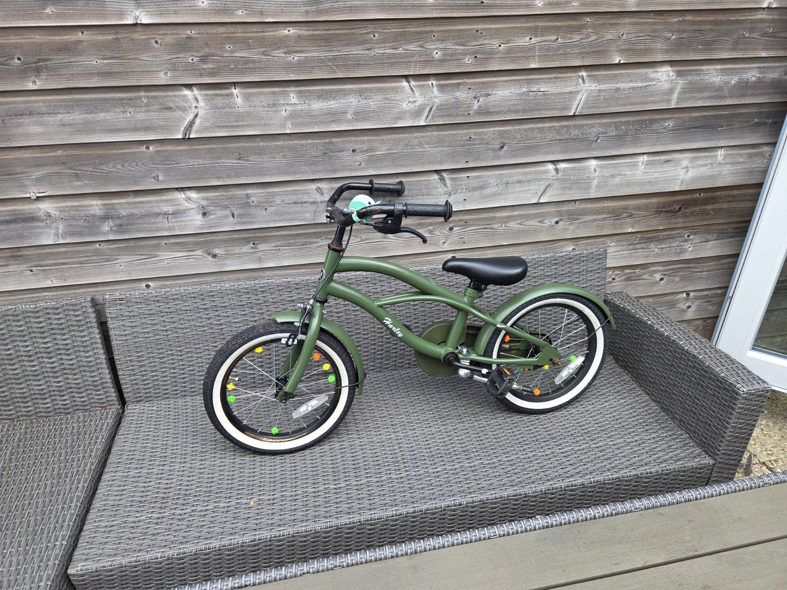 Kinderfiets harley 16 inch - Groen, Ophalen, Terugtraprem, Onbekend, 16 tot 20 inch