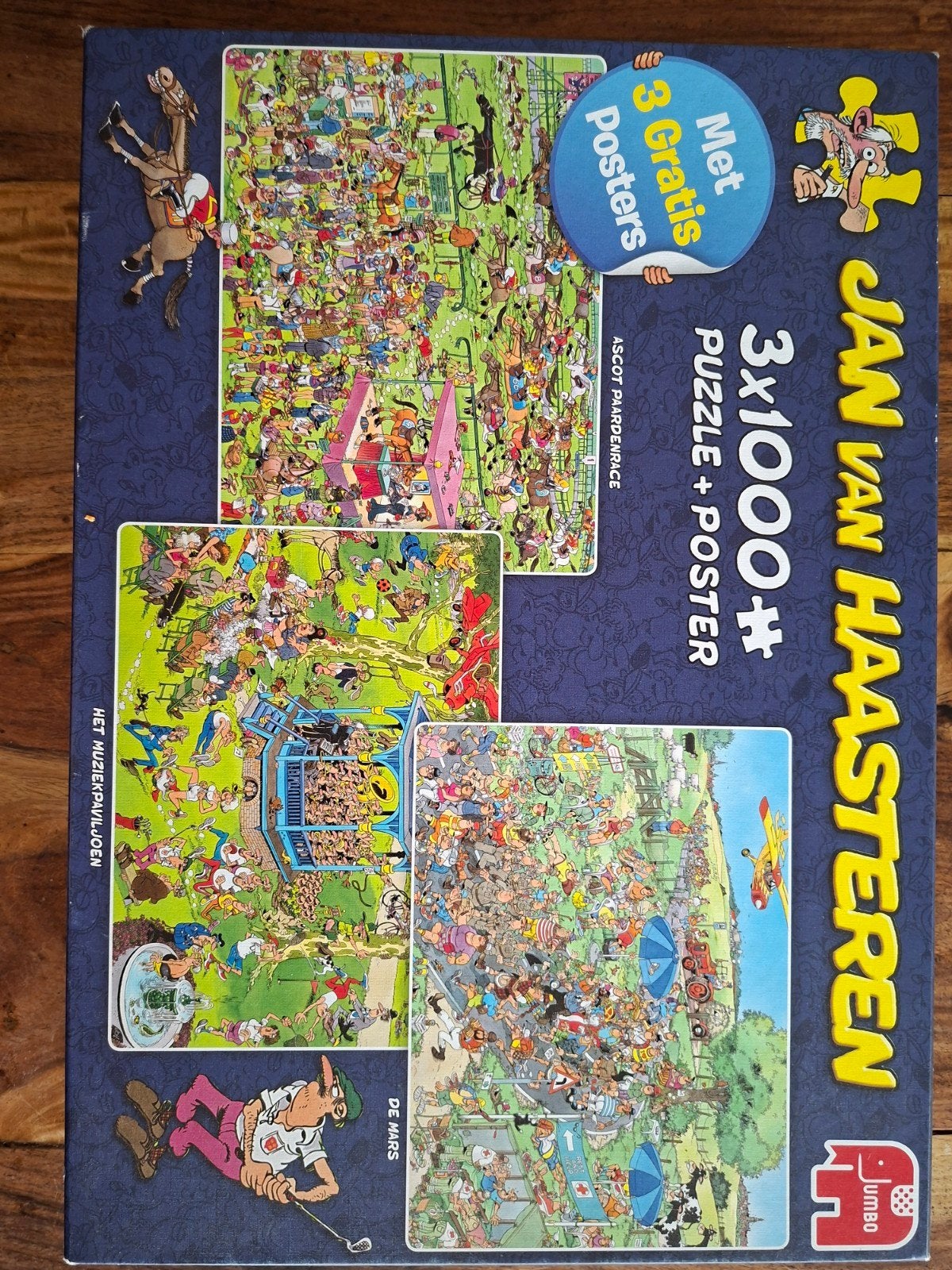 Jan van Haasteren 3x1000 stukjes puzzel + 3 posters, Hobby en Vrije tijd, Ophalen of Verzenden, Meer dan 1500 stukjes, Gebruikt