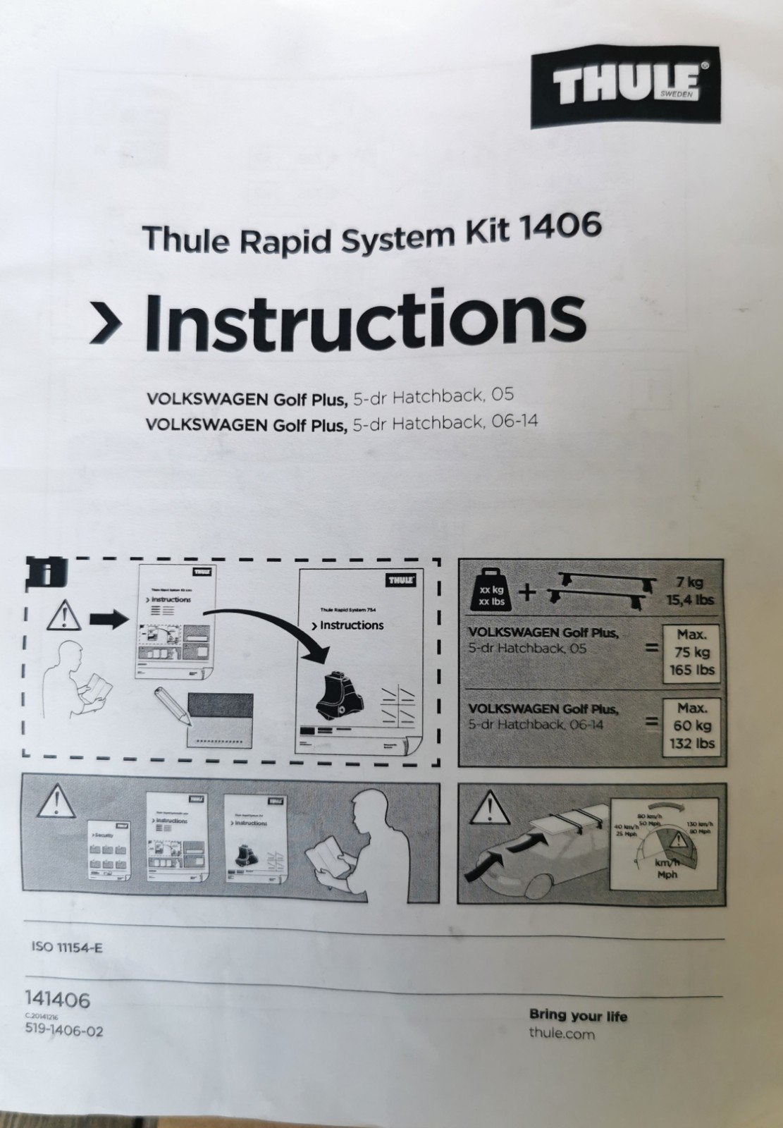 Thule Rapid System Kit 1406 voor VW Golf Plus, Ophalen of Verzenden, Gebruikt