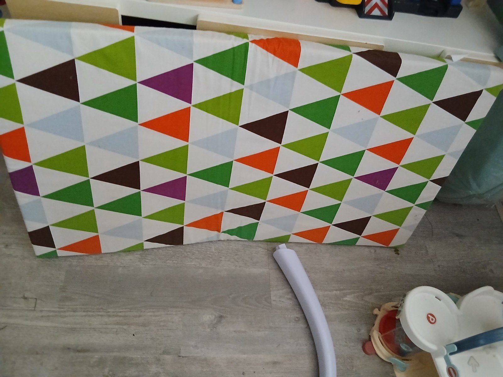 Zitkussen voor IKEA peuterbureau - Groen/geometrisch patroon, Ophalen of Verzenden, Gebruikt
