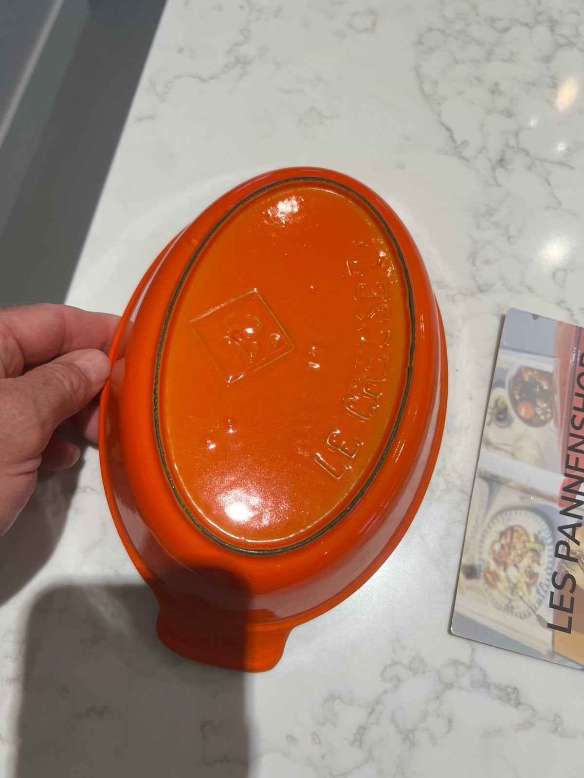 Le Creuset ovenschaal Harmonic Orange, 20 cm, Le Creuset, Overige typen, Ophalen of Verzenden, Zo goed als nieuw
