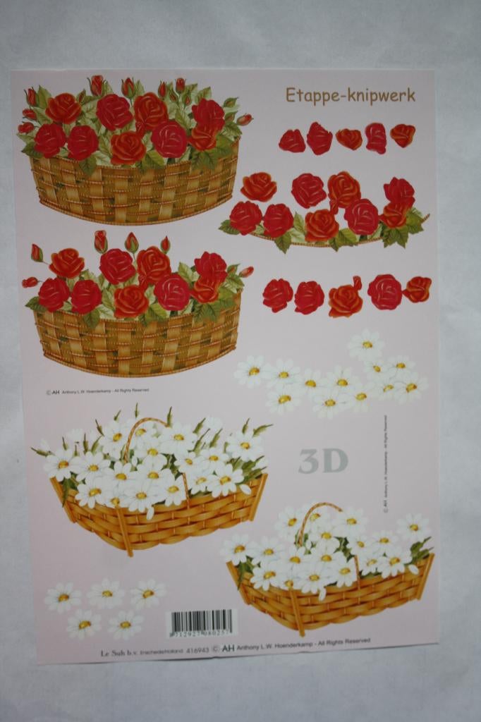 Knipvel 3D bloemenmandje 9082, Ophalen of Verzenden, Nieuw, Natuur, Knipvel