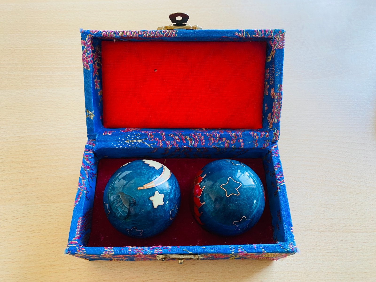Chinese Baoding Gezondheidsballen (anti-stress), Ritueel object, Blauw, China, Overige materialen