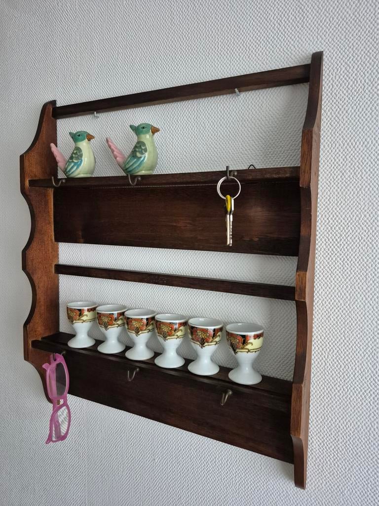 Leuk vintage hout keukenrek kruidenrek wandrek wandplank, Ophalen of Verzenden