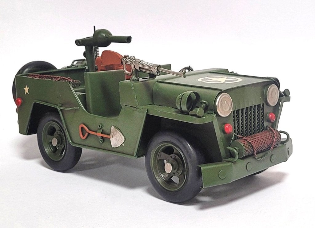 Jeep leger auto miniatuur model van metaal blikken decoratie, Ophalen of Verzenden, Nieuw, Auto's