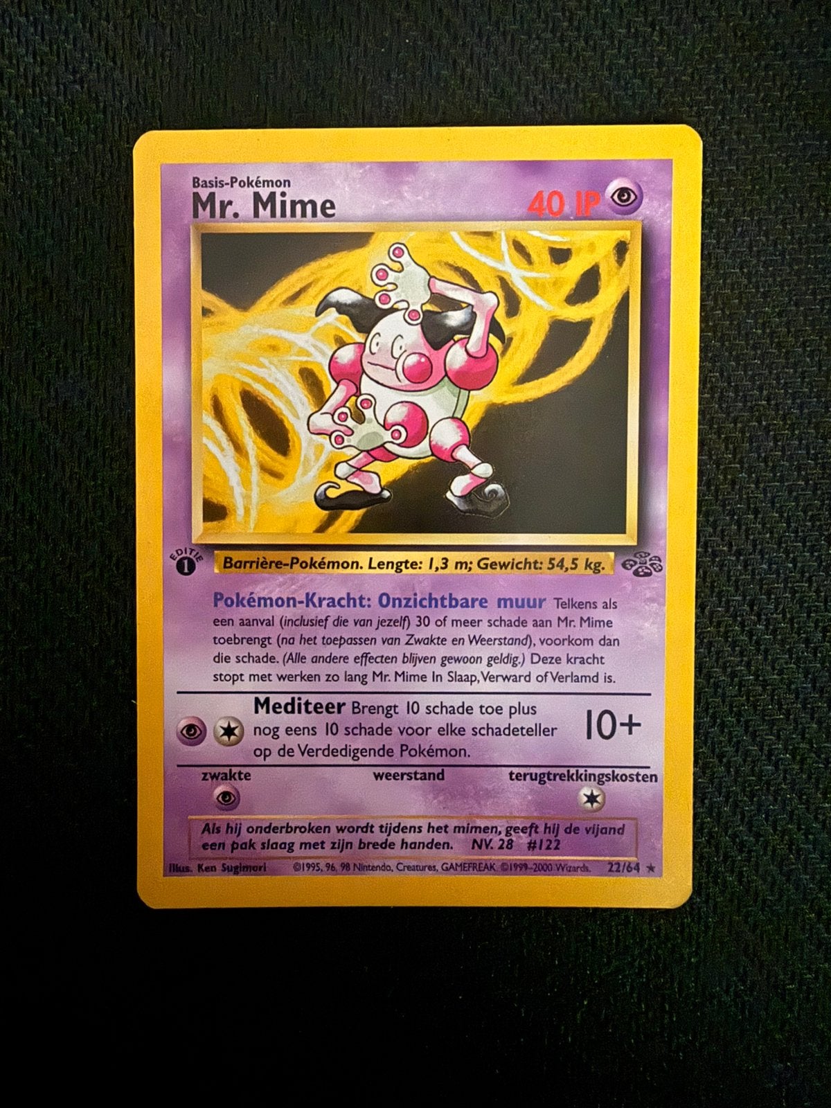 Pokemon Mr. Mime - Jungle 1st Edition NL Non Holo, Ophalen of Verzenden, Zo goed als nieuw, Losse kaart