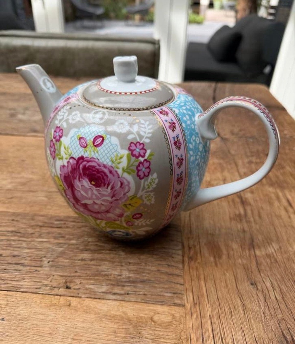 Pip Studio theepot met bloemmotief, Zo goed als nieuw, Steen/keramiek, Meerkleurig, Overige merken