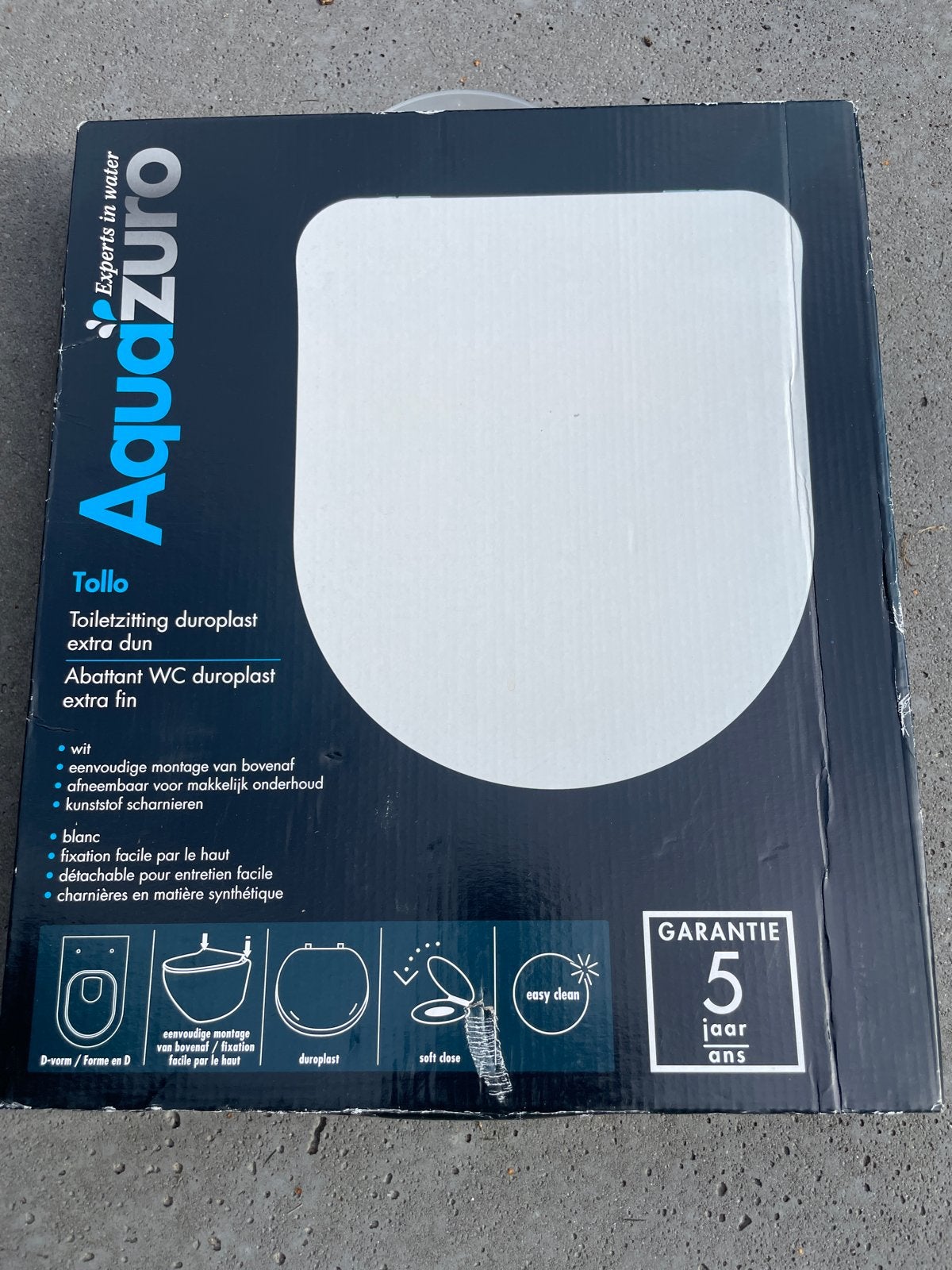 AquaZuro Tollo Toiletzitting Duroplast Extra Dun Wit, Ophalen, Nieuw, Toilet