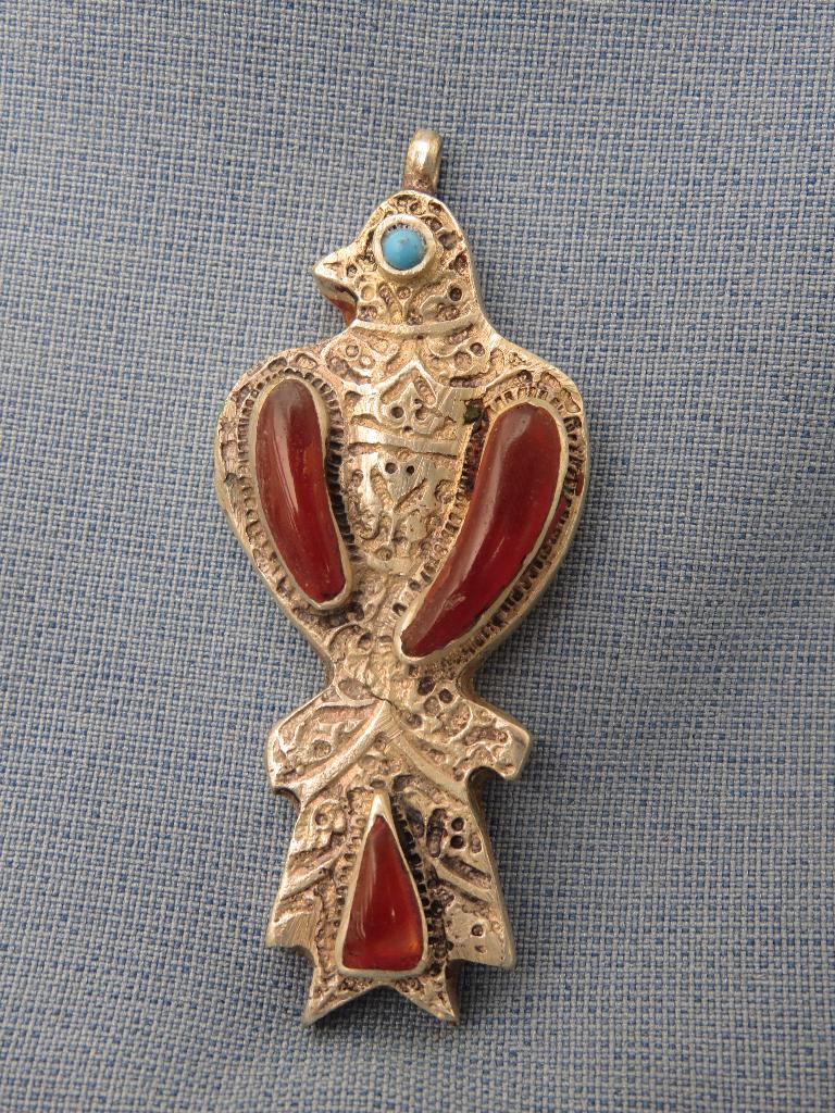 Hanger van vogel met steen inleg - 20e eeuw, Overige materialen, Gebruikt, Ophalen of Verzenden, Zilver
