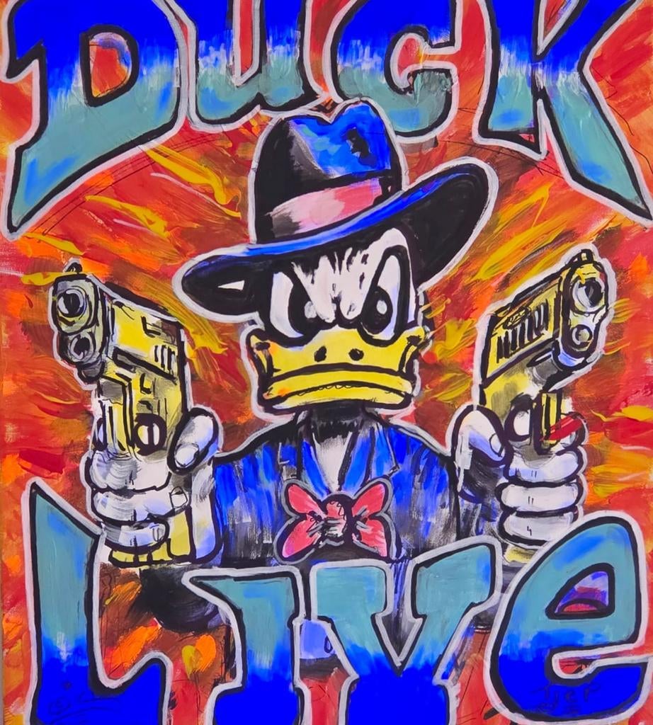 Duck live by neon art, Ophalen of Verzenden