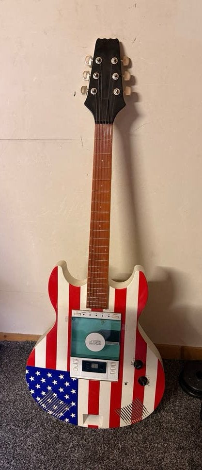 Vintage Gitaar Radio Decoratie - Amerikaanse Vlag Design, Ophalen of Verzenden