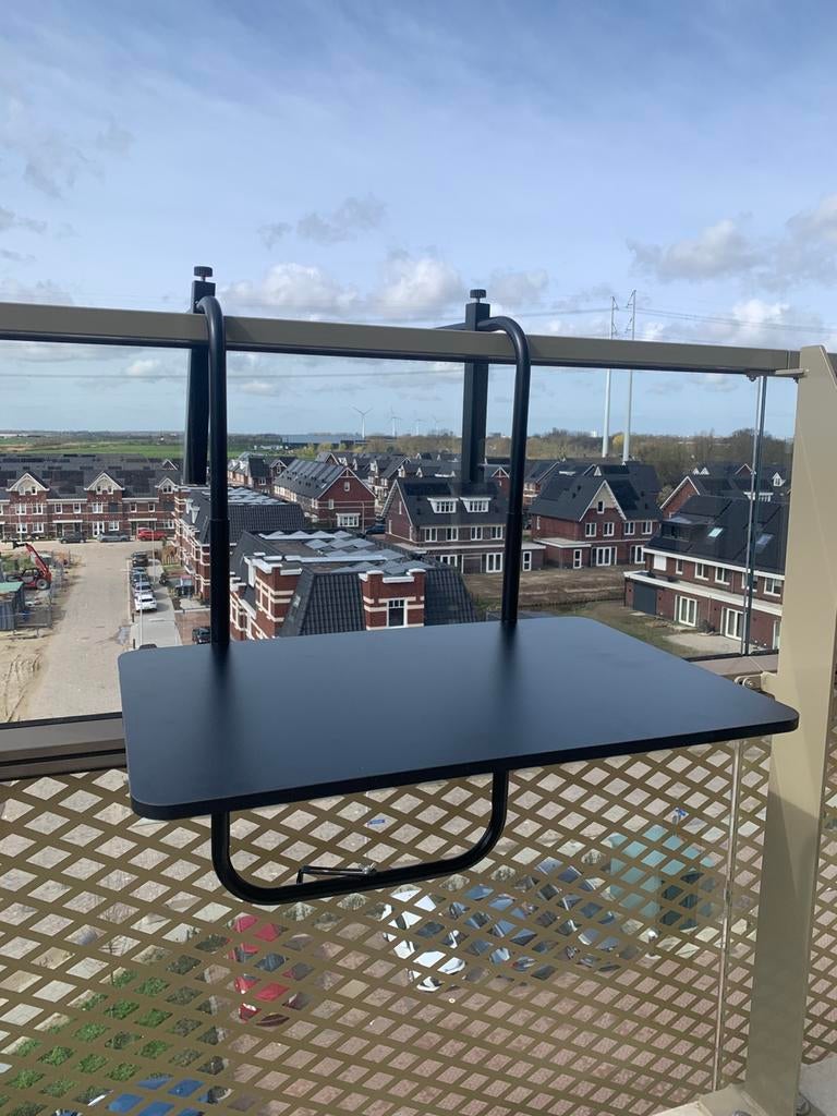Balkon tafeltje ALLEEN OPHALEN inklapbaar 60/40 cm zwart, Ophalen, Zo goed als nieuw, Rechthoekig, Kunststof