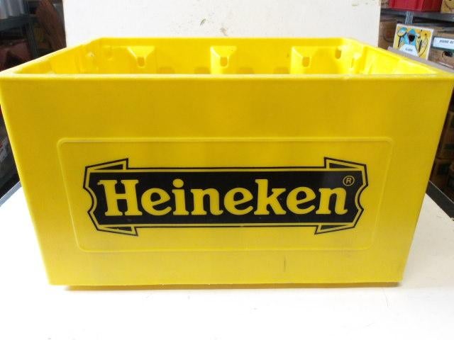 Heineken bierkrat (nr.1)  geel;., Verzamelen, Biermerken, Gebruikt, Overige typen, Heineken, Ophalen of Verzenden