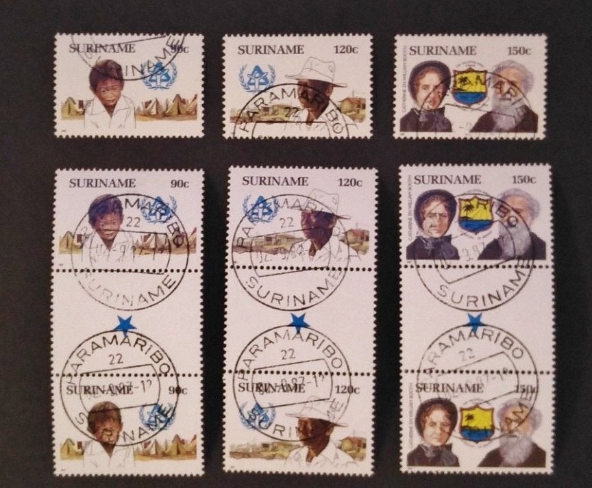 SURINAME - Zbl.nrs. 546 t/m 548 + brugparen met ster (1987), Verzenden, Gestempeld
