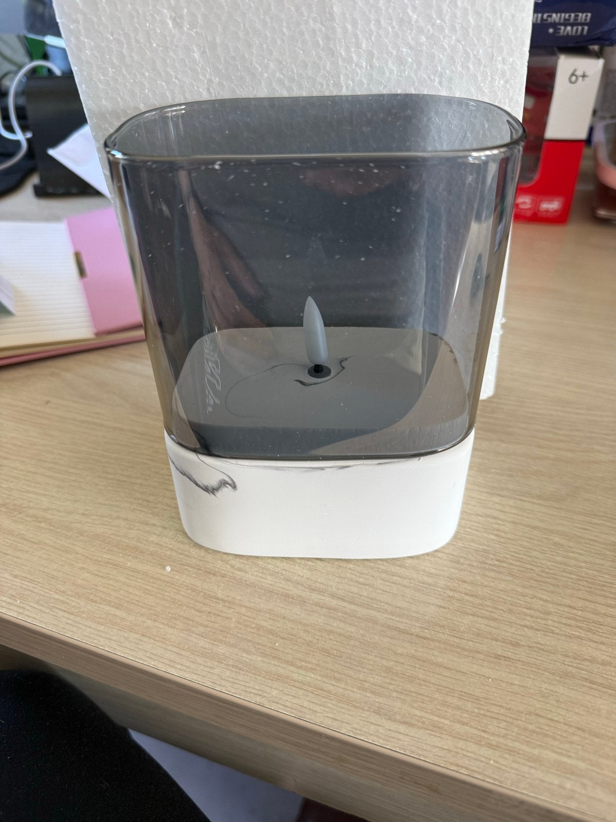 Decoratieve LED Kaars met Timer - Grijs/Wit Marmer, Overige merken, Nieuw, Ophalen of Verzenden, Glas