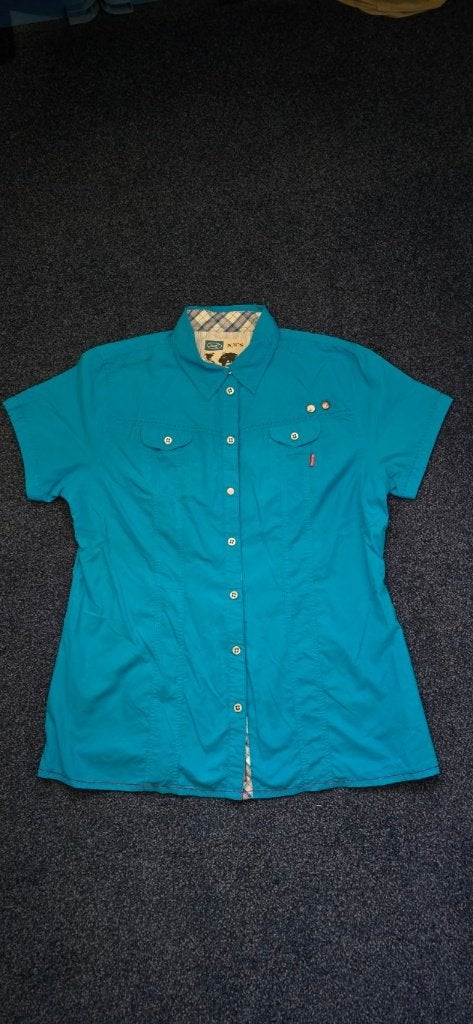 Exxtasy blouse korte mouwen blauw maat 44 dames, Kleding | Dames, Blouses en Tunieken, Gedragen, Maat 42/44 (L), Blauw, Ophalen of Verzenden
