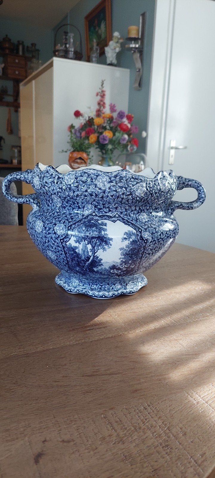 antieke delftsblauw bloempot, Antiek en Kunst, Ophalen