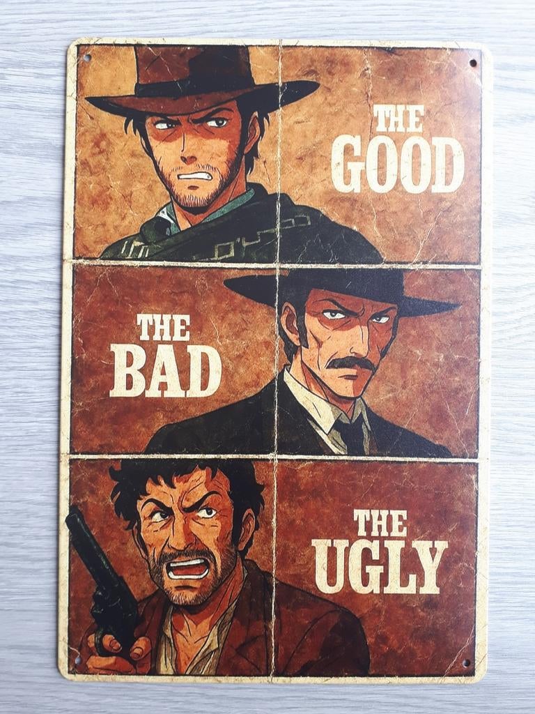 The Good The Bad The Ugly 20x30 cm Metalen Reclamebord, Ophalen of Verzenden, Nieuw, Reclamebord