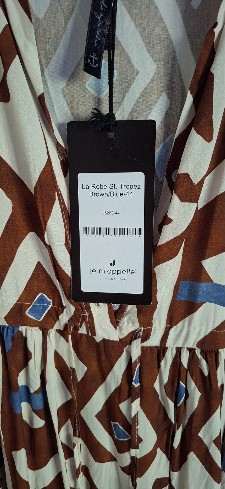 Je m'appelle La Robe St. Tropez Jurk Bruin/Blauw - Maat 44, Kleding | Dames, Ophalen, Bruin, Maat 42/44 (L), Onder de knie