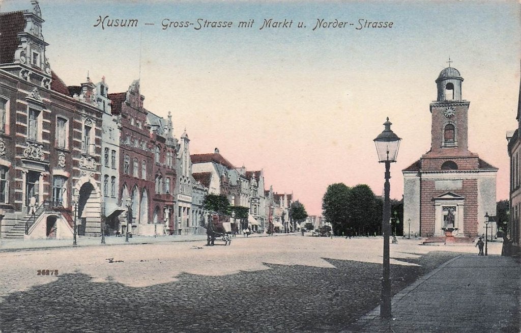 702-388-031 Husum Gross-Strasse Mit Markt U Norder-Strasse, Verzenden, Voor 1920, Duitsland