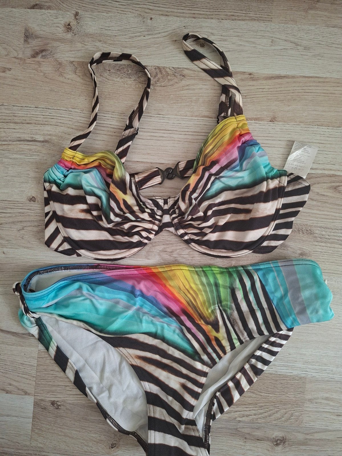 Sunflair Bikini Zebraprint Regenboog Maat 42 C, Meerkleurig, Ophalen of Verzenden, Gedragen, Sunflair
