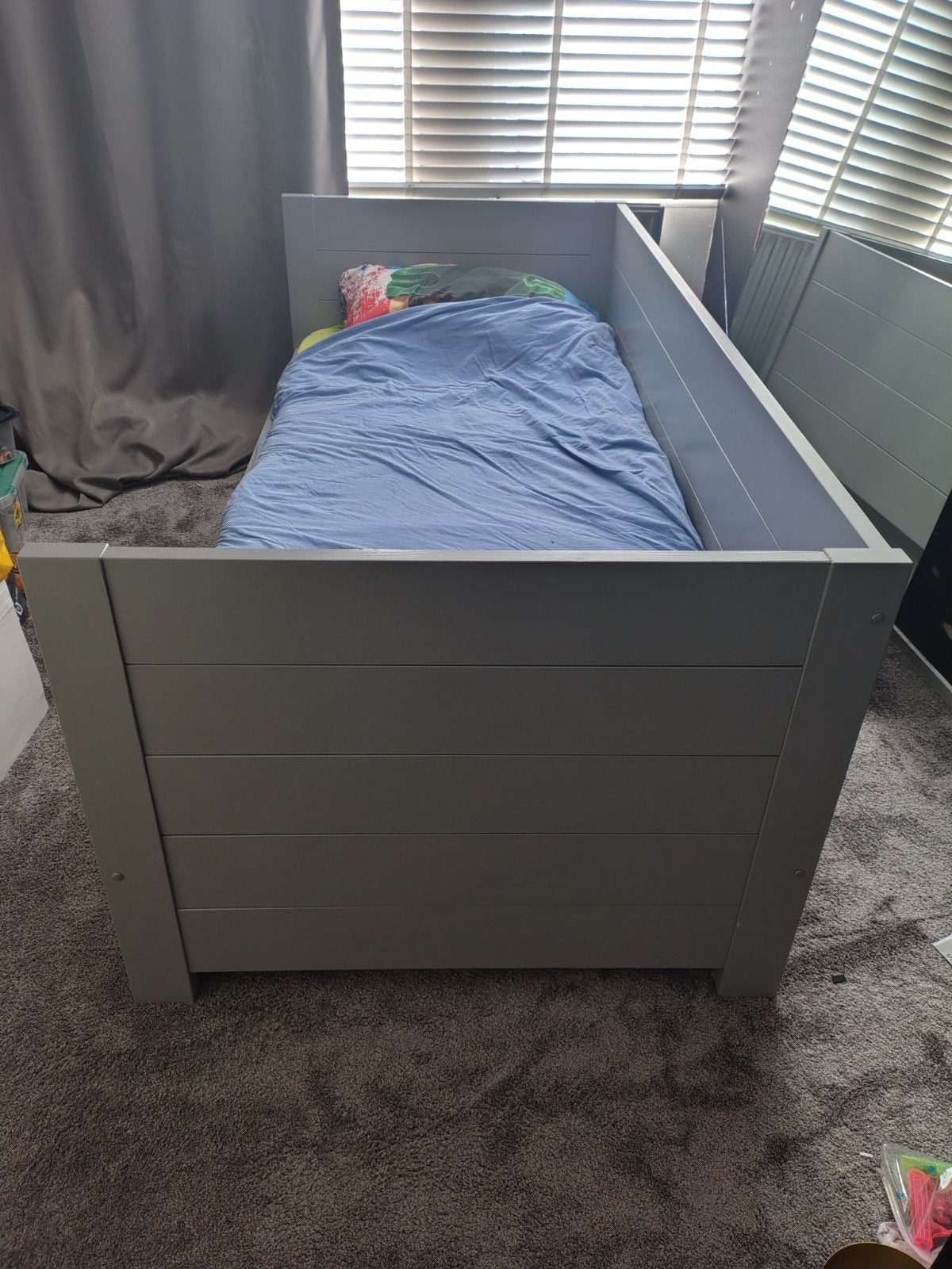 Rockwood bedbank Sem - Grijs eenpersoonsbed met lade, Ophalen, Gebruikt, 90 cm, Eenpersoons