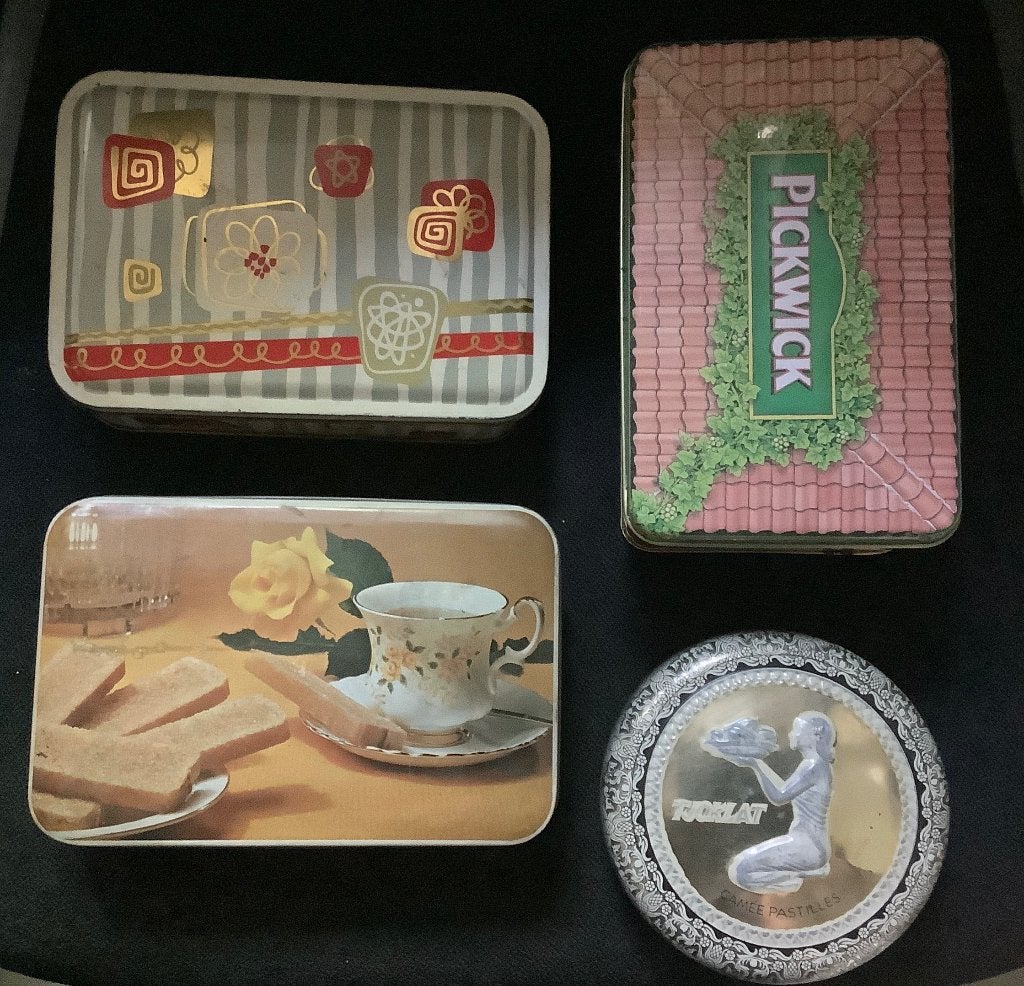 Vintage Blikkentrommels Verkade Pickwick Davelaar Tjoklat, Verzamelen, Blikken, Ophalen of Verzenden, Gebruikt, Koek(jes), Overige merken