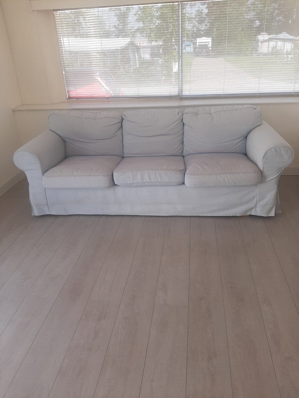 3 zits bankstel met lichtblauwe hoes, Ophalen, 75 tot 100 cm, Tweepersoons, 200 tot 250 cm