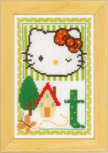 Borduurpakket Hello kitty letter T pn0149582, Hobby en Vrije tijd, Geen, Geen, Nieuw, Ophalen of Verzenden