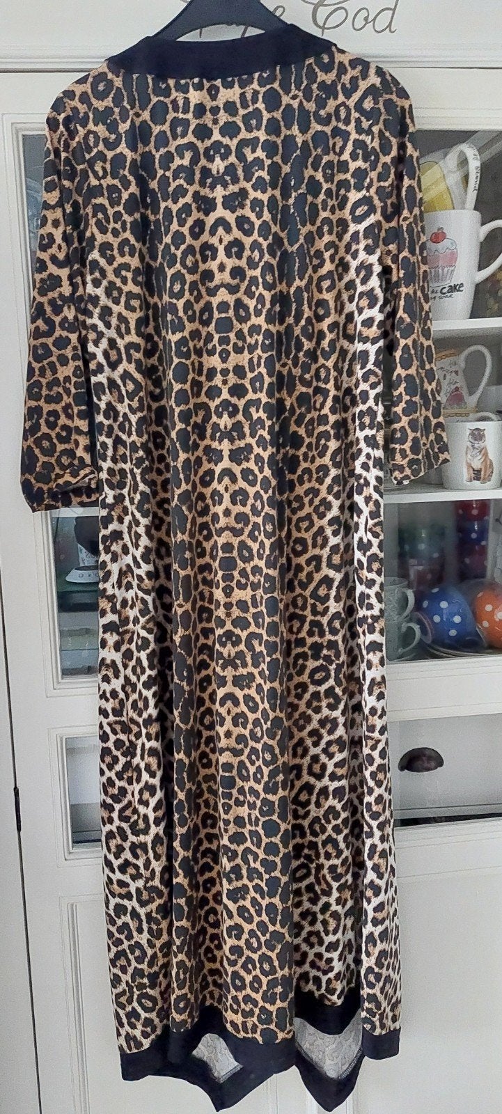 Yoek jurk met luipaardprint details, Kleding | Dames, Yoek, Zwart, Maat 42/44 (L), Ophalen of Verzenden