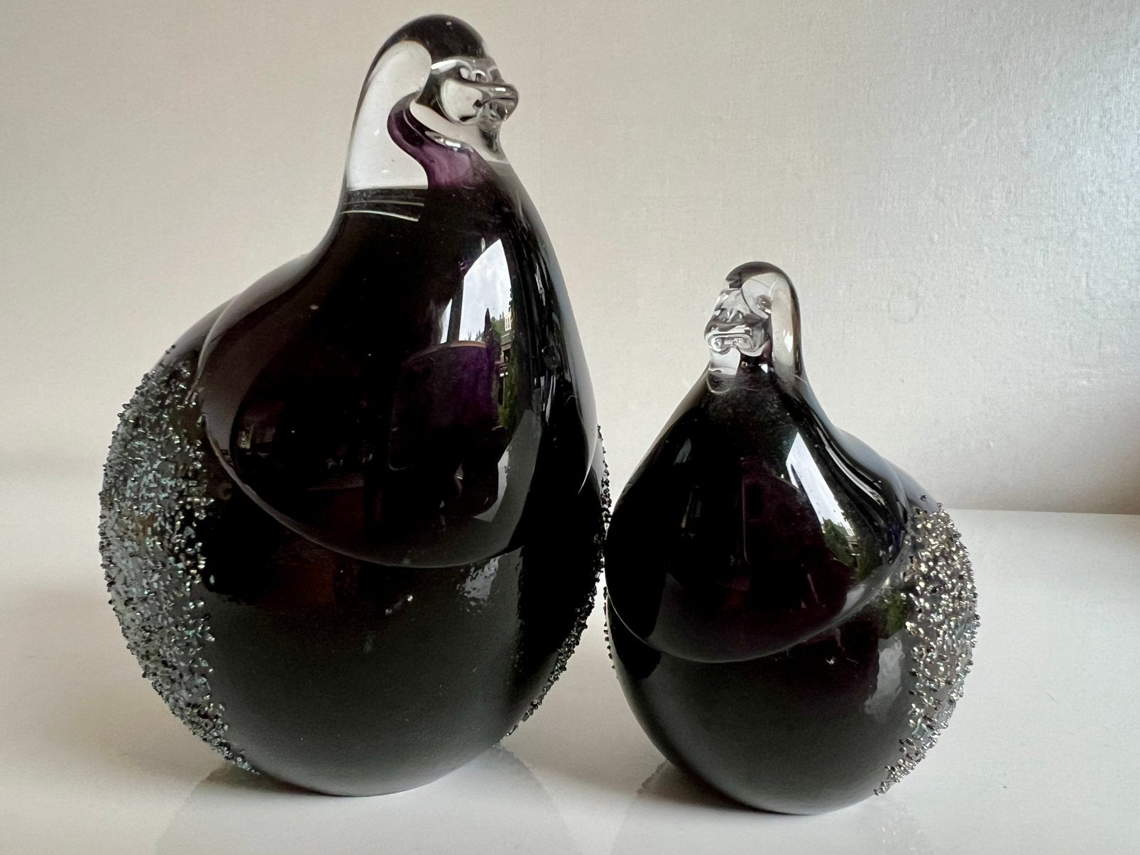 2 Vintage Fins LASILANDIA Art Glass Birds Vogels Purple, Antiek en Kunst, Ophalen of Verzenden